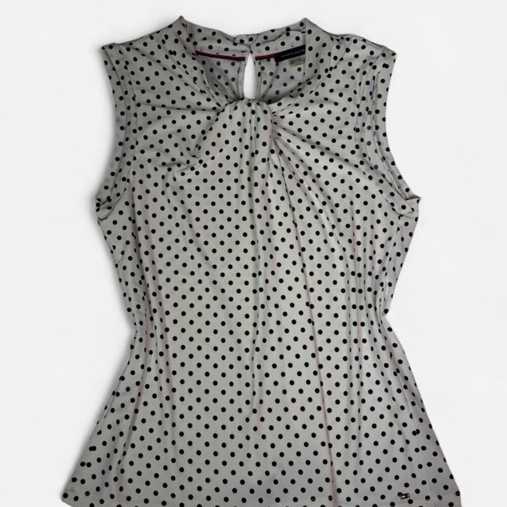 Tommy Hilfiger White & Black Polkadot Blouse - Size L